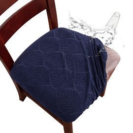 Genina Waterproof Dining Room Chair Cover Set of 4, Stretch Jacquard Seat Covers for Dining Room Chairs, Kitchen Parsons Chair Covers Slipcover Protector