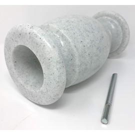 OPTIMUM Memorial Cemetery Flower Vase - Plastic (White Granite) with Metal Ground Spike, Grave Marker, Decorations for Gravesite, Headstone Flowers Holder, Garden Lawn & Yard