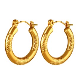 Flongo Chunky Hoop Earrings for Women: Hypoallergenic Geometry Huggie Hoop Earrings Stainless Steel Lightweight Girls Women Christmas New Year Jewelry Gift