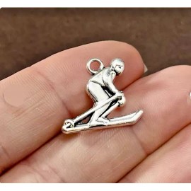 Fashion Jewelry WINTER SNOW SPORT SKI  Pendant on Plated 925 Sterling Silver 20" Necklace Women