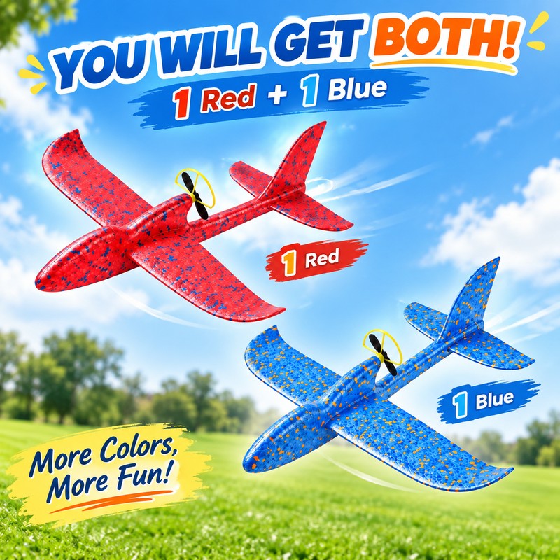 Electric Airplane Glider 2 Pack, Red & Blue – LED