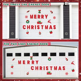 Christmas Decorations Garage Door Magnets, 25pcs Magnetic Merry Christmas Door Decorations, Reflective Christmas Car Magnets Decals, Xmas Garage Magnetic Stickers for Refrigerator Mailbox Dishwasher