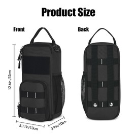 LAKE OF FIRE 12" Small Tool Bag Pouch for Men with Multiple Pockets, Waterproof Heavy Duty Tool Bag Organizer with Zipper and Portable Handle (Black)