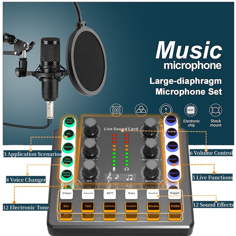 sktome Podcast Equipment Bundle, BM-800 Recording Studio Package with Voice
