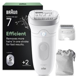 Braun Silk-épil 7 Depilatore Donna, Epilatore Elettrico Donna Con Testina Ampia Per Una Epilazione Semplice, Wet & Dry, Pelle Liscia a Lungo, 7-041, Bianco/Argento