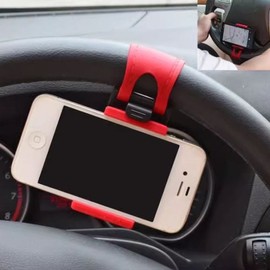 Car phone steering wheel holder smartphone holder Red Black / 자동차 핸드폰 핸들거치대 스마트폰 거치대 레드블랙
