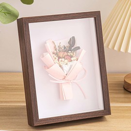 Shadow Boxes Display Box Wooden - Deep Box Frame 6X8 3D Picture Frame 15 x 20 CM for Medal Flower Memorabilia Tickets Crafts (Walnut428,Depth 3cm)