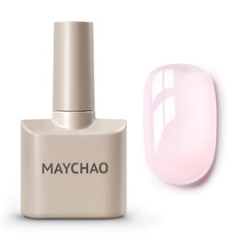 MAYCHAO 15ML Creamy Pink Builder Nail Gel 7 in 1 Bare Pink Builder Strengthener Gel Nail Polish for Nail Extension, Hard Gel Builder Base Gel Rhinestone for Valtines Home Manicure, 0.5 OZ-33