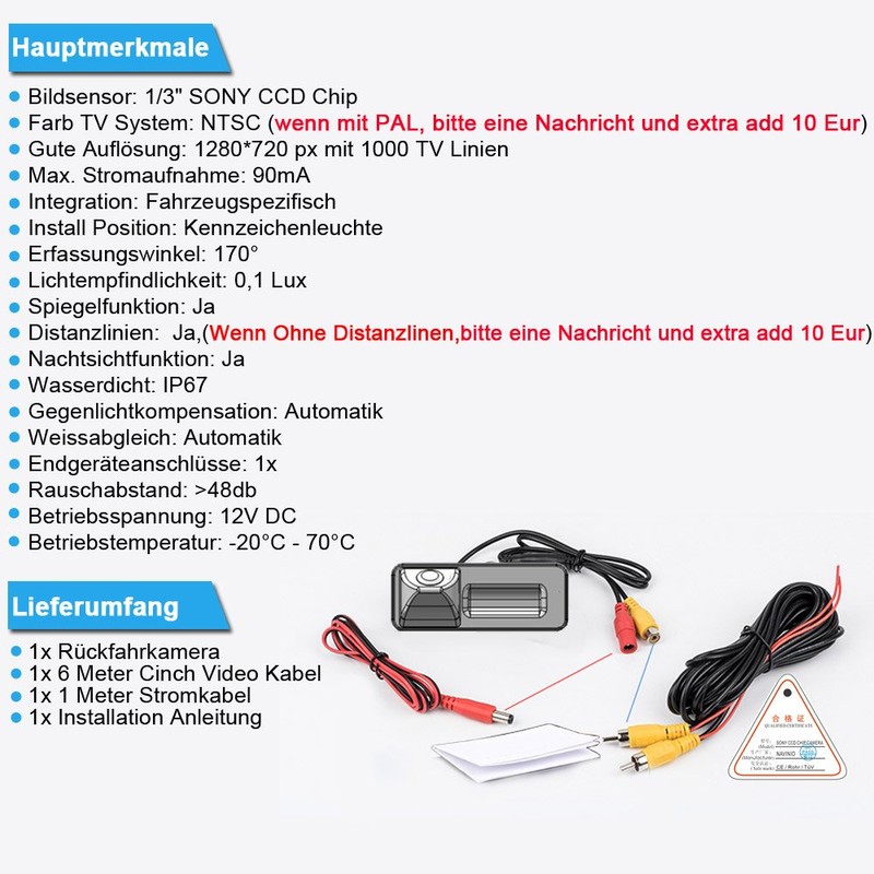 Dynavision Super Starlight pro Definition Vehicle Camera 170 Wide Angle