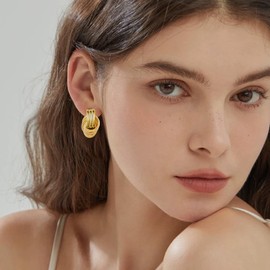 RAUCHBE Chunky Gold Earrings for Women Large Knot Earrings Geometric Dangle Drop Earrings Jewelry