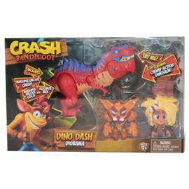 Crash Bandicoot Bandai Dino Dash Diorama | Play Set Includes 2 6cm Crash And Coco Collectable Figures And A Chomp Action Dinosaur Toy Based On Video Games | Great Girls And Boys Toys