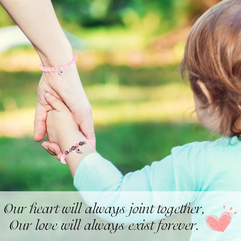 2 Pcs Mother Daughter Bracelets, Mommy and Me Heart Matching