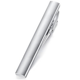HONEY BEAR 1.97inch Mens Tie clip Bar for Normal Size Tie Business Wedding Gift, 5cm (Brushed Silver 5cm)