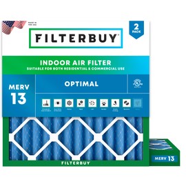 Filterbuy 10x10x2 Air Filter MERV 13 Optimal Defense (2-Pack), Pleated HVAC AC Furnace Air Filters Replacement (Actual Size: 9.50 x 9.50 x 1.75 Inches)