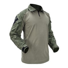 IDOGEAR OUTDOOR G3 Combat Shirts Camo Military Shirts with 4 Pockets Tactical Assault Long Sleeve for Paintball Airsoft(DNC,X-Large)