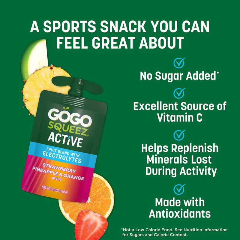 GoGo squeeZ Active Fruit Blend with Electrolytes | 18-Count Variety