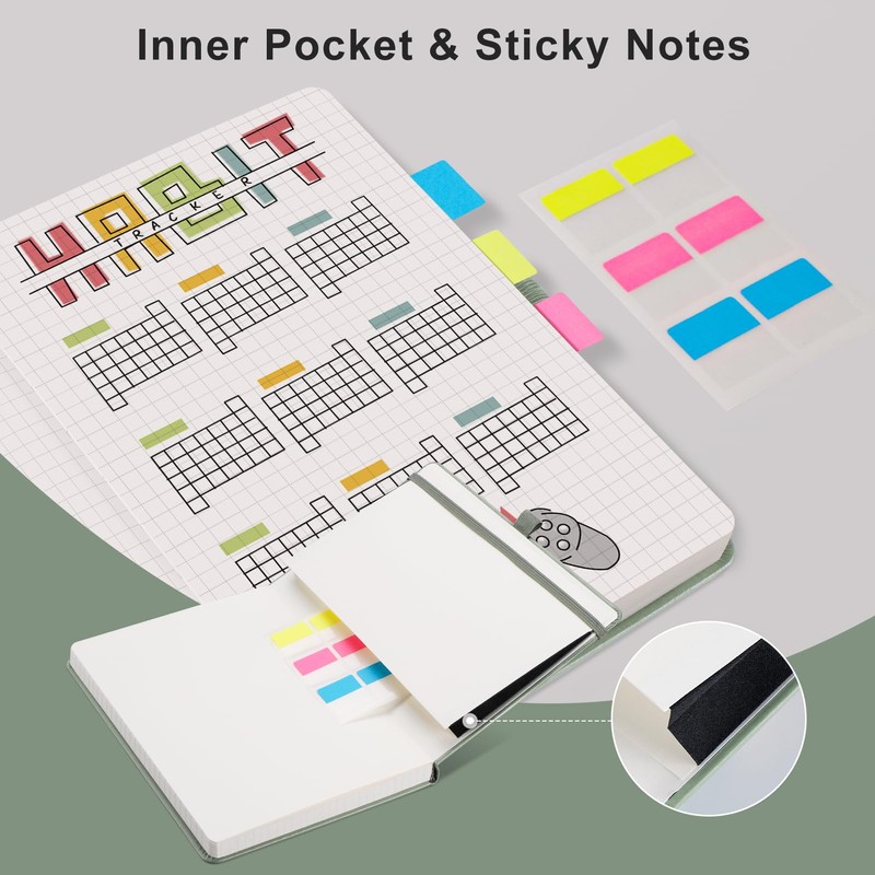 EMSHOI A5 Notebook Graph Paper - 120 GSM Hardcover Leather