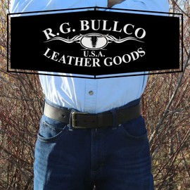 R.G. BULLCO - 1-1/2" Full Grain Belt with Oil Tanned Solid Thick Leather and Roller Buckle - Dark Brown - Size 46 - RGB-123