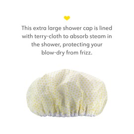 Drybar Morning After Shower Cap - cotton-lined elastic grip, protects your blow-dry from water, Generous size holds all types of hair