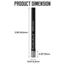 Semrien 4 Pcs Dry Diamond Drill Bits Set, 1/4"(6mm) Diamond Hole Saw Core Drill Bit, Round Shank Tile Drill Bits Ceramic Drill Bits for Porcelain, Granite, Glass, Marble, Stone, Not for Wood (6mm)