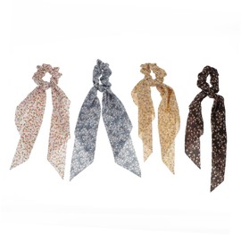 PACKOVE 4pcs Floral Knot Elastic Ribbon Hair Ties for Women Soft Hair Bands Scrunchies for Ponytail Holders Suitable for Daily Wear and Stylish Hairstyles Random Color