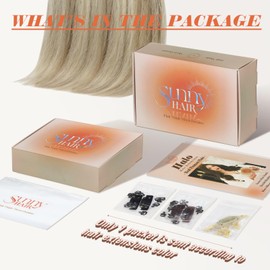 Sunny 95g Blonde Wire Hair Extensions Human Hair Highlights Blonde One Piece Hair Extensions with Secret Wire Real Golden Blonde Highlights Light Blonde Fish Wire Hair Extensions with Clip in 16inch