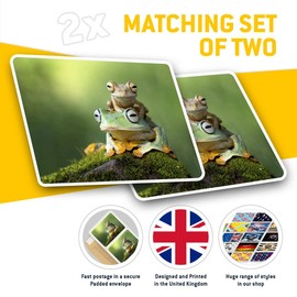 Rectangle Stickers (Set of 2) 10cm - Cute Green Tree Frog Baby Fun Decals for Laptops,Tablets,Luggage,Scrap Booking,Fridges, 2764