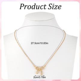 XIHIRCD Bow Necklace, Dainty Ribbon Bowknot Chain Necklace Cute Fashion Bowtie Pendant for Choker Gold Bow Jewelry Gift for Women Wedding Prom Daily Wear