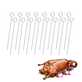 6 inch Turkey Lacers, Food-Grade 304 Stainless Steel Meat Needles, roll Needles, Metal skewers, Cocktail skewers with Plastic Storage Box for Poultry and Trussing Turkey(16pcs)