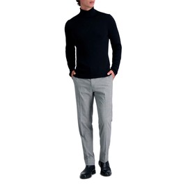 Haggar Men's Long Sleeve Rib Turtleneck Sweater, Black, Large
