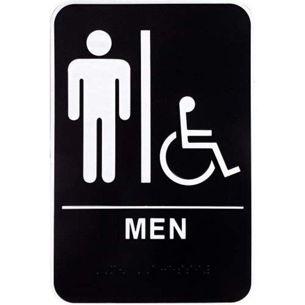 Hillman 844148 Men's Handicapped Restroom Sign with Braille (6" X 9"), 6 inches x 9 inches