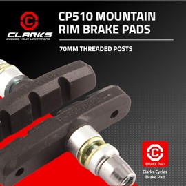 Clarks Cycle Systems MTB/Hybrid Threaded V-Brake Brake Pads, Two Pairs, 70mm
