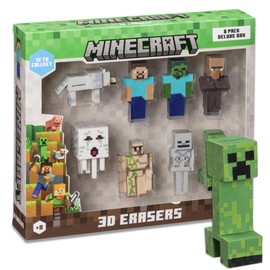 Mine Craft 3D Erasers, 8-Pack Deluxe Collector Set, 12 Iconic Characters to Collect, Own The Entire Series (- Steve - Creeper - Wolf - Zombie - Iron Golem - Skeleton - Ghast - Villager)
