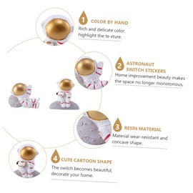 Kisangel 2Pcs Astronaut Shape Wall Sticker Creative Resin Switch Cover for Home Decor Bedroom Room Dust Protection Suitable for Various Surfaces White