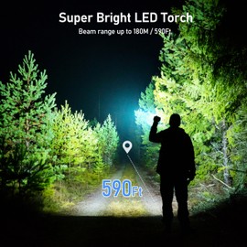 Blukar Flashlight Rechargeable,2000L High Lumens Flashlight, Super Bright Small LED Flash Light- Zoomable, Adjustable Brightness, Long Lasting for Camping, Outdoors and Home Emergency-Brown