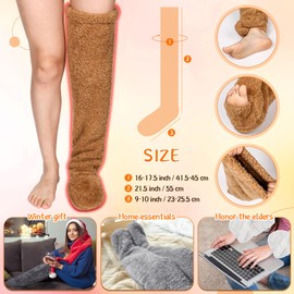 Twistover 4 Pairs Cozy Over Knee High Long Fuzzy Socks Furry Leg Warmers Fuzzy Thigh High Socks Winter Plush Slipper Stockings for Women, 4 Colors