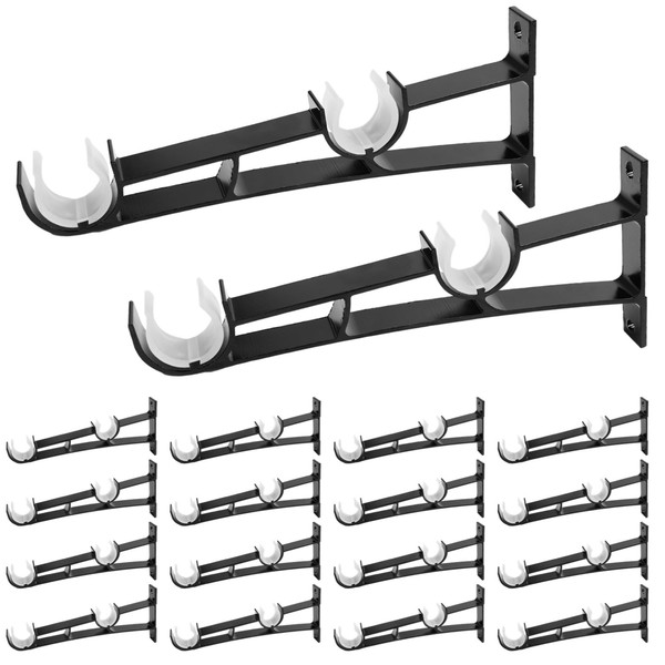 16 PCS Double Curtain Rod Holders, Heavy Duty Curtain Rod