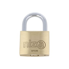 Gedotec Padlock | 50 mm | with 2 Keys | Polished Brass | NIZA | Lock for Cellar & Garden Gate | Hardened Steel Shackle | Lock with Key | Padlock Outdoor/Indoor
