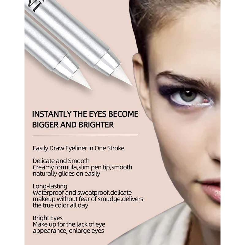 White Waterproof Gel Eyeliner Pens, Highlighter Eye Liner Pencil, Tattoo