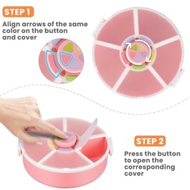 Pawtong Snack Rotator Container Reusable Snack Box with 5 Compartment Dispenser and Lid, Color Matching Opening Lid, BPA and PVC Free, for Home, School, Travel (2 Pack- Purple)