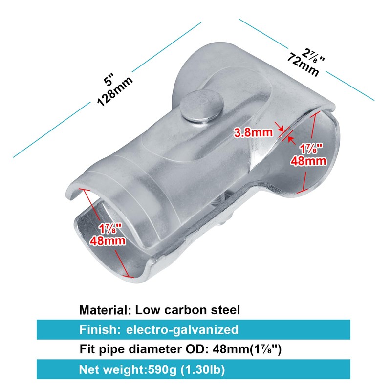 OTTFF 4 Pack 2" (1-7/8" OD) End Rail Clamp T