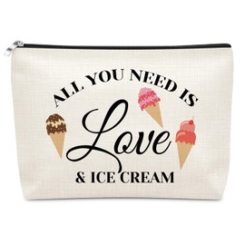 Sazuwu Inspirational Friendship Quotes Makeup Bag Ice Cream Lovers Gifts Fun Sweet Treat Themed Gift Travel Toiletry Bag Motivational Positive Cosmetic Pouch Present