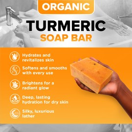 Organic Turmeric Soap for Dark Spots & Acne with Clove Bud (2 Packs) – Face & Body Bar – Rich, Creamy Lather for Natural Skin Glow Aromatherapy