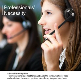 Bluetooth Headset, Telephone Headset with HD Microphone Adjustable for Phone Laptop PC Tablet, Over Ear Headsets Handsfree for Call Center Office