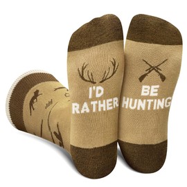 AGRIMONY Funny Hunting Socks for Men Dad Teen Boys - I’d Rather Be Hunting Novelty Cool Crazy Funky Socks - Fathers Valentines Day Funny Gifts for Hunters Christmas Stocking Stuffers