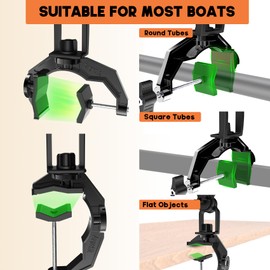 Boat Fishing Rod Holder, Upgraded V-Shaped Large clamp Fishing Rod Holder with 360° Tooth Plate Rotation, Suitable for Round Tube/Square Tube Boat Fishing (RHB03C Rod Holder-2Pack)