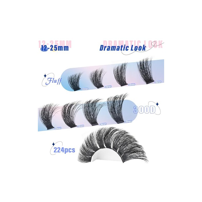 Yaiseiko Fluffy Lash Clusters 300D Thick Long 12-25mm Volume Cluster