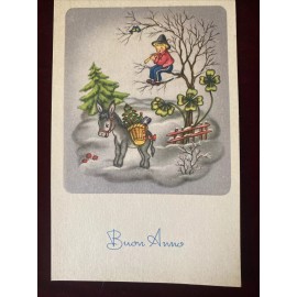 Vintage postcard "Happy new year" in Italian