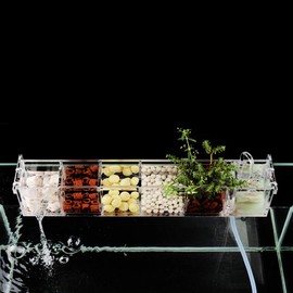 DOONARCES 6 Grids Acrylic Fish Tank Filter Box External Aquarium Water Filter Case Transparent Acrylic Hang On Filter Box Aquarium Accessory for Restaurant Home Hotel, Without Pump (6 Grids)