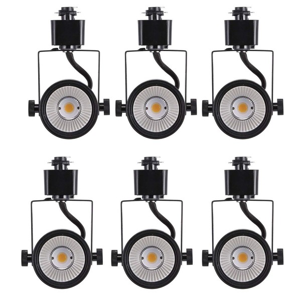 Cloudy Bay 8W Dimmable LED Track Light Head,CRI 90+ Warm White 3000K,Adjustable Tilt Angle Track Lighting Fixture,120V 40° Angle for Accent Retail,Black Finish Halo Type - Pack of 6